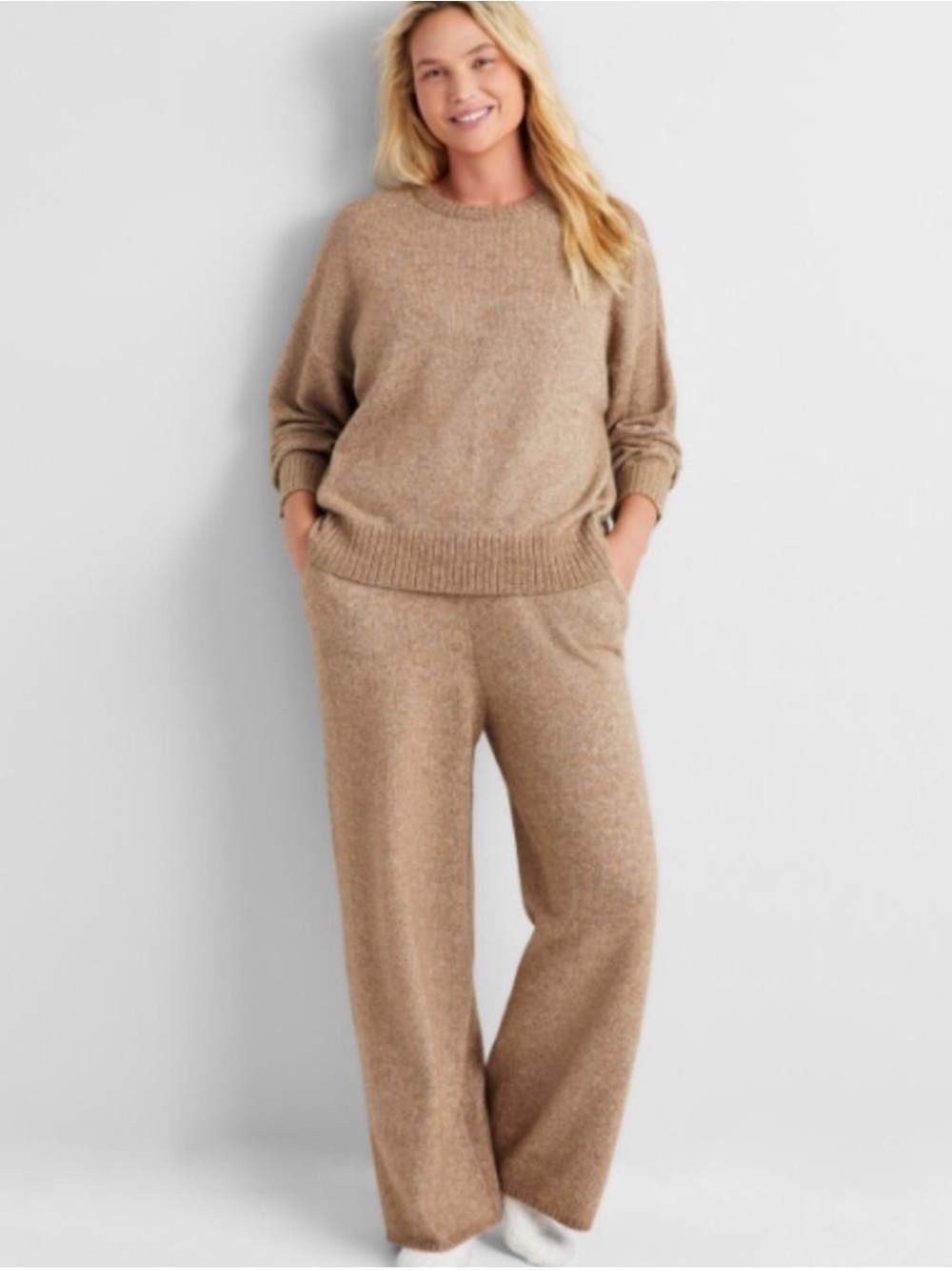 Macy's Women's Cozy Knit Pajama Set in Camel